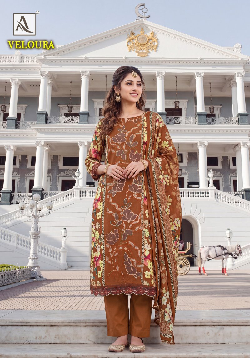Veloura By Alok Viscose Maslin Printed Dress Material 